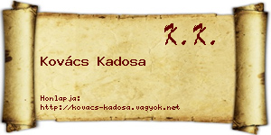 Kovács Kadosa névjegykártya